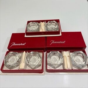 ⭐️Baccarat Crystal Salt Cellars Set of 6 with the spoons VINTAGE BACCARAT, RARE!